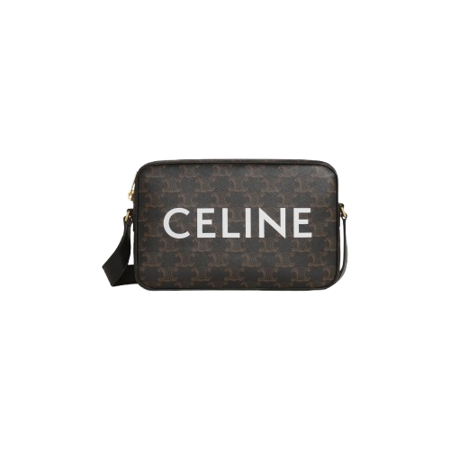 Celine Triomphe 印花 帆布 中型 信差袋 手袋 Black 黑色