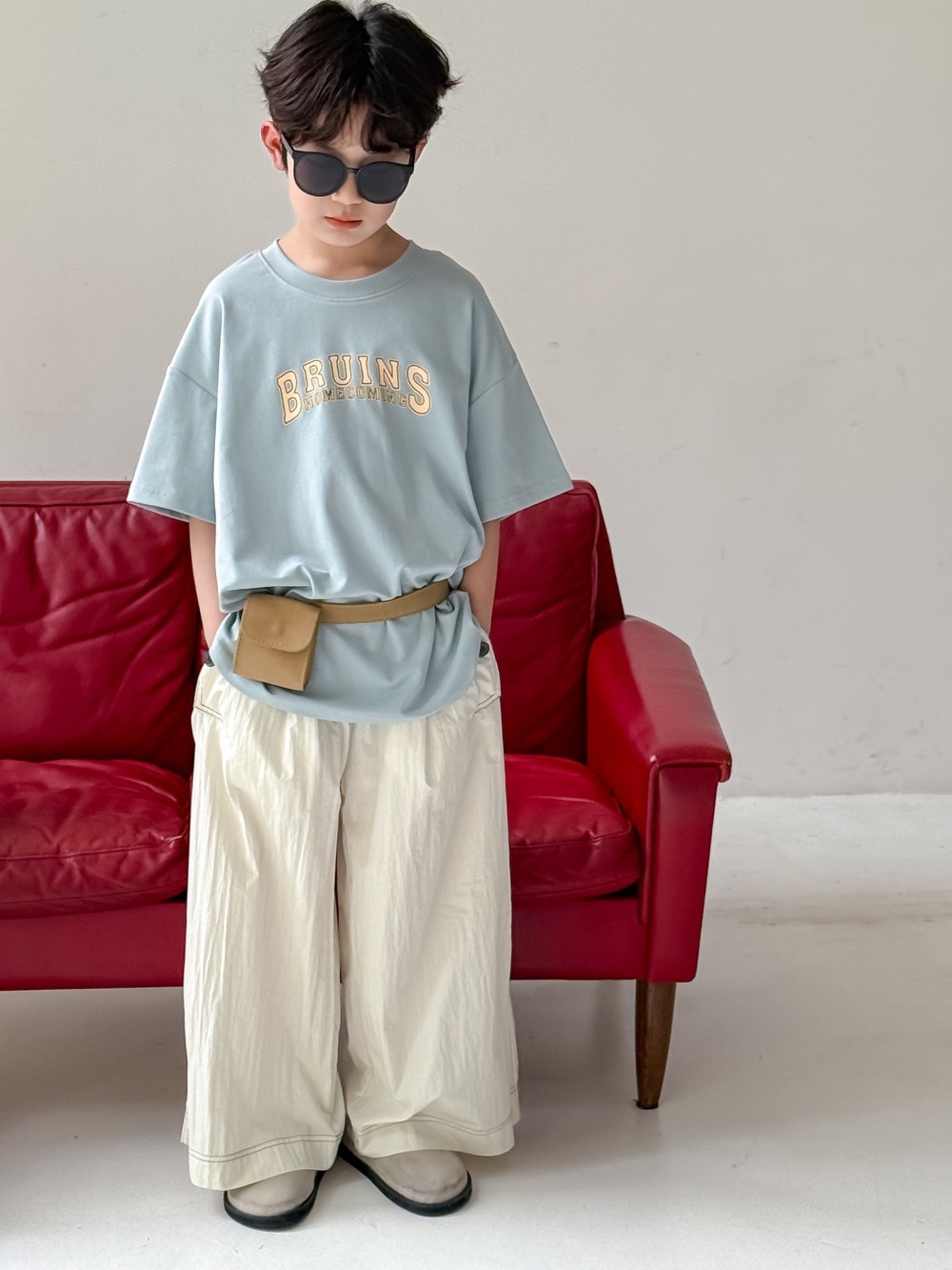 兄弟姐妹一起穿_藍色字母上衣/洋裝