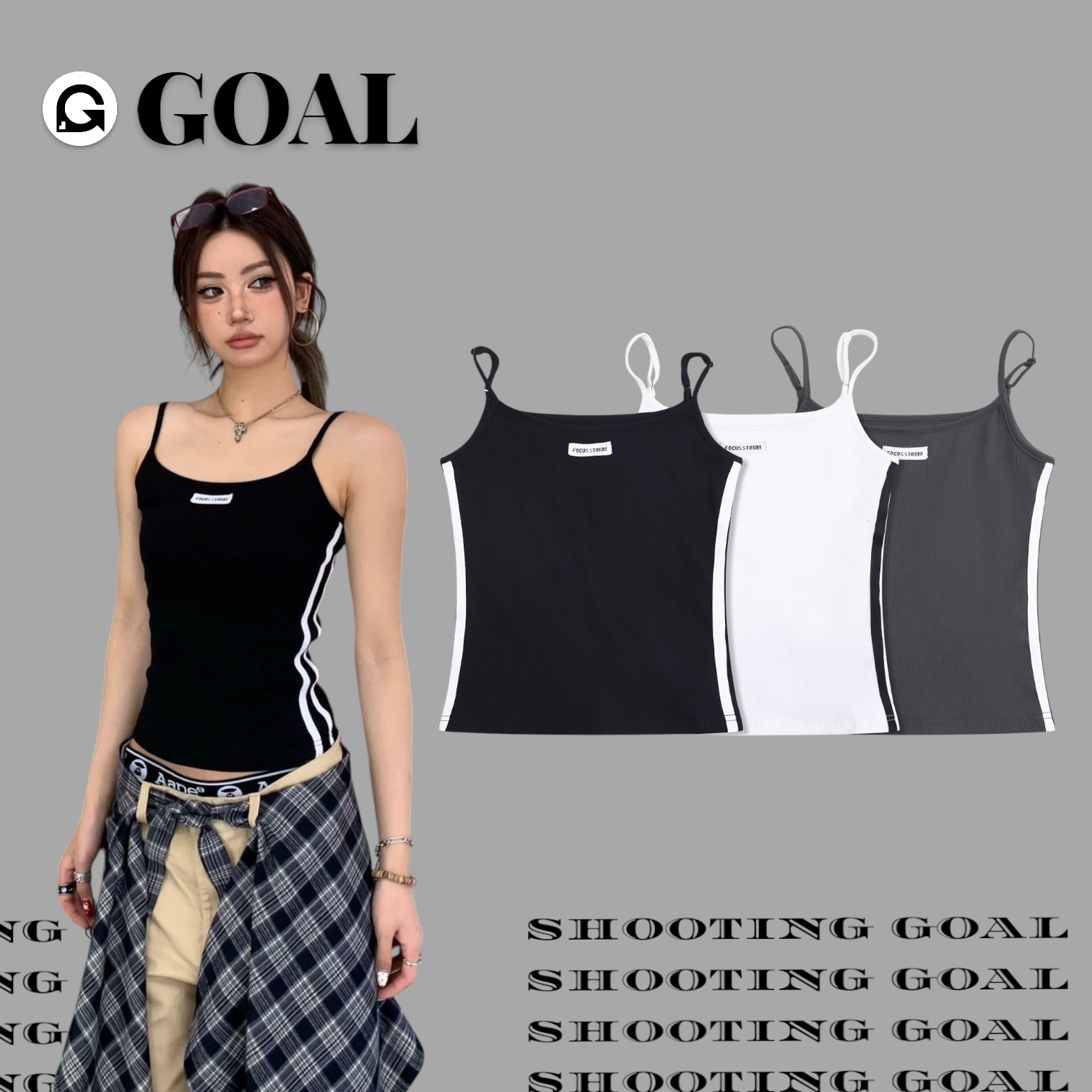 (GOAL) 91003 美式線條吊帶短版上衣