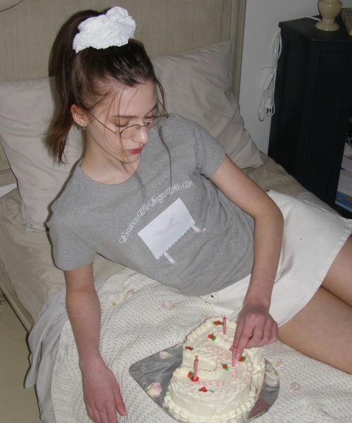 Letter From Moon Ribbon Letter Slim T-shirts