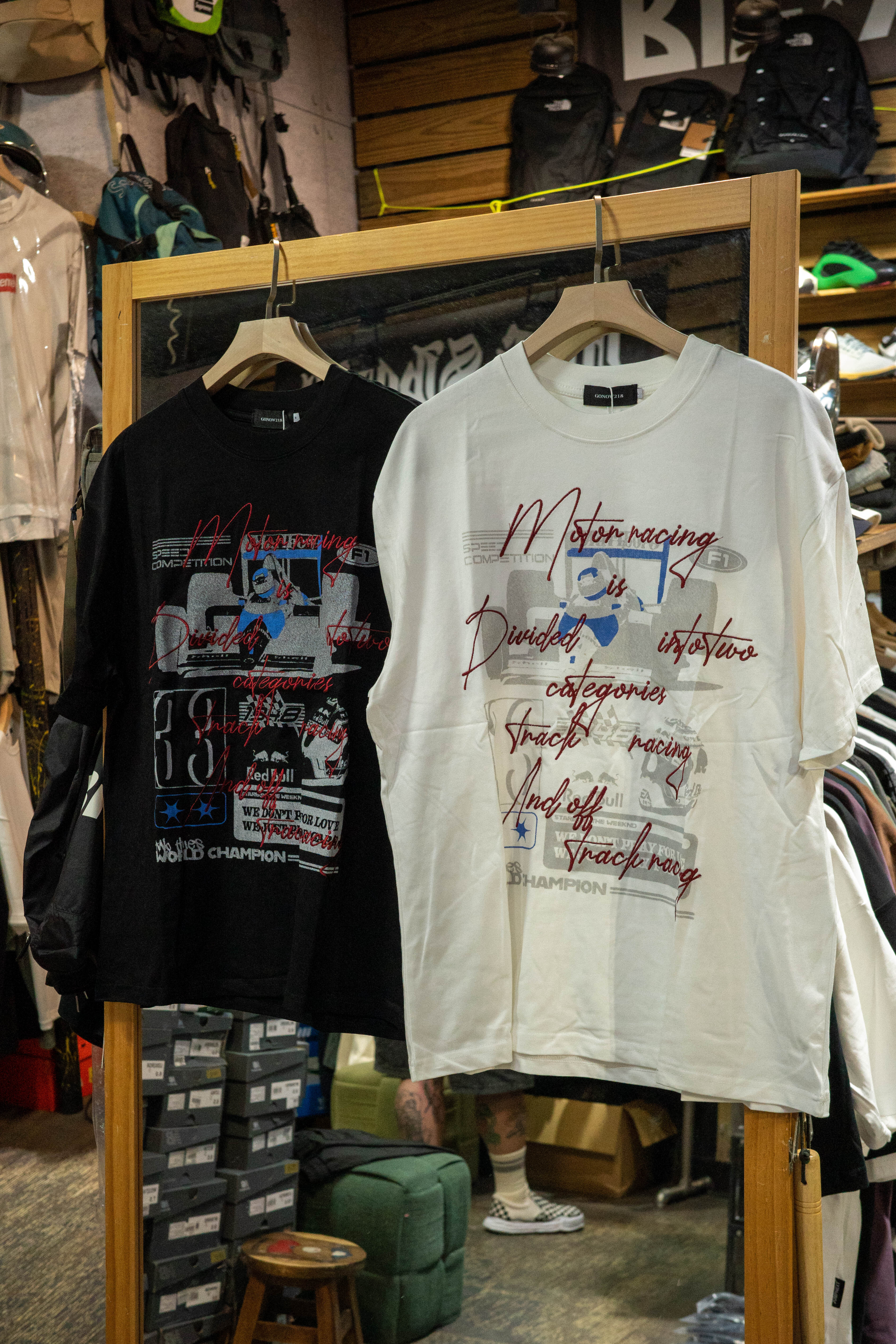 xy2545 gonow F1賽車刺繡 美式高街重磅短t