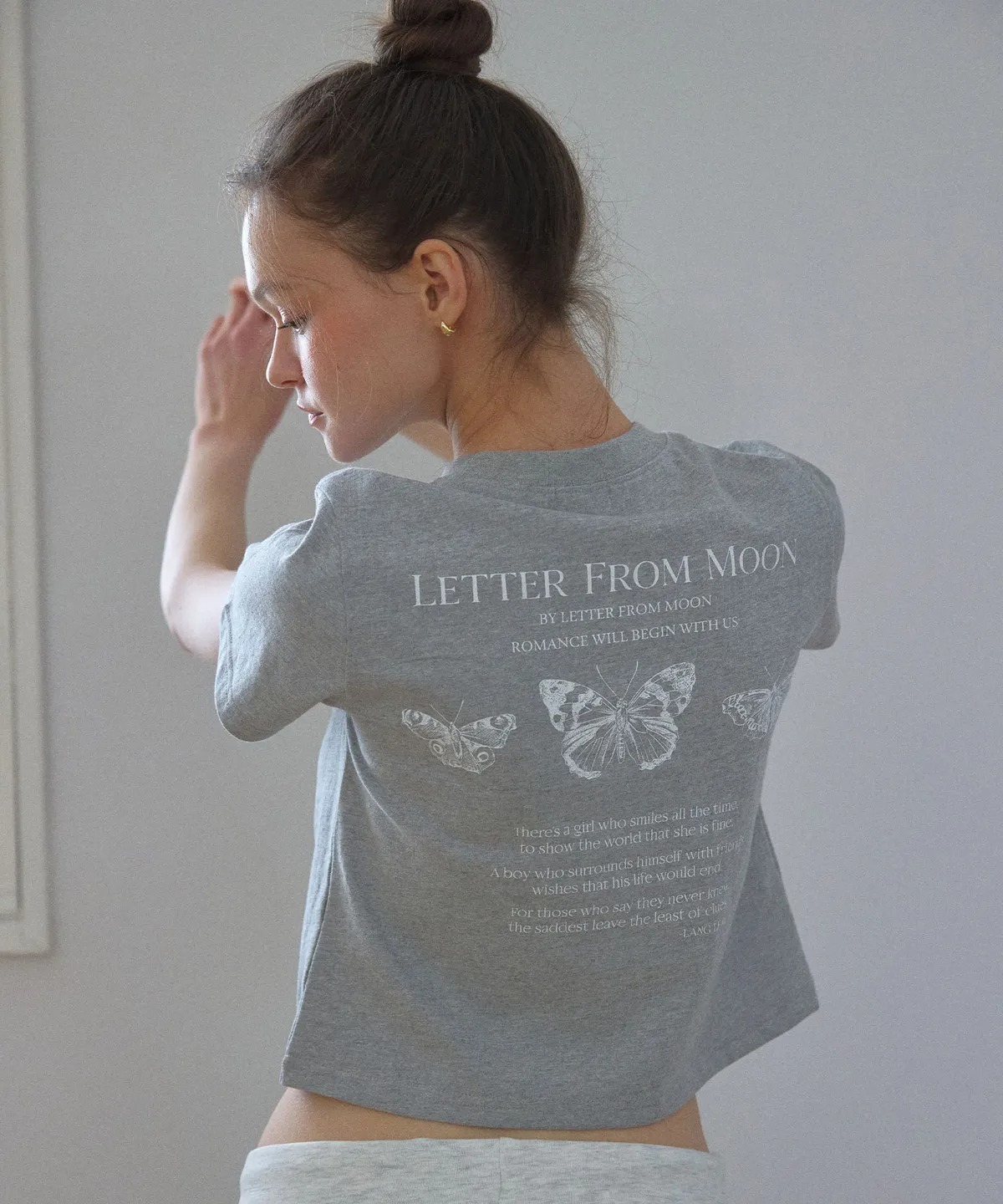 Letter From Moon Triple Butterfly Crop Short Sleeve T-shirt