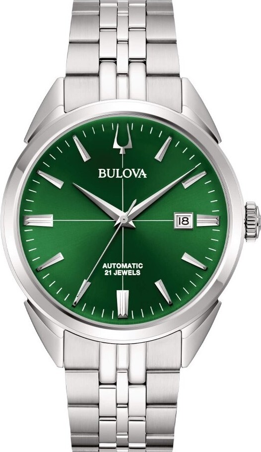 萬年鐘錶 - BULOVA 寶路華 綠色錶盤自動機械男錶 96B424  錶徑 41.5 MM
