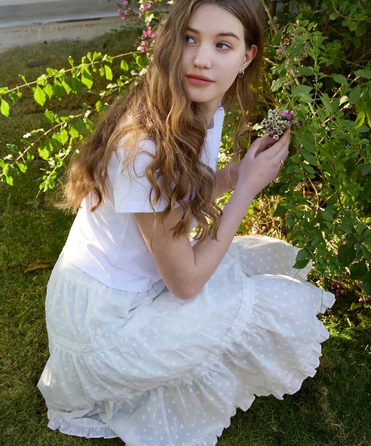 Letter From Moon Flower Lace Cancan Midi Skirt