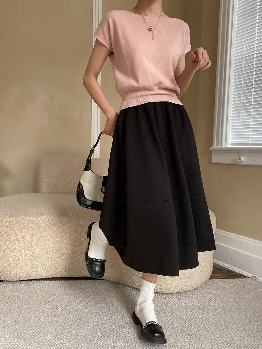 質感溫柔 連肩袖針織上衣(多色)