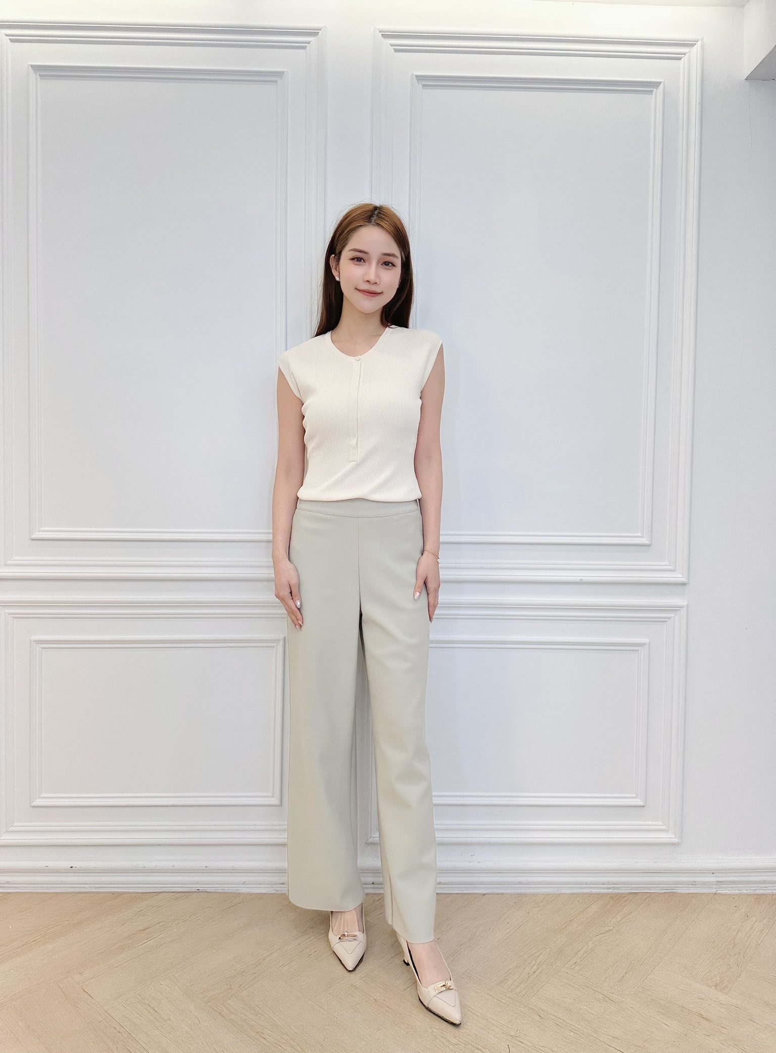 舒適面料挺版寬褲(夏款)