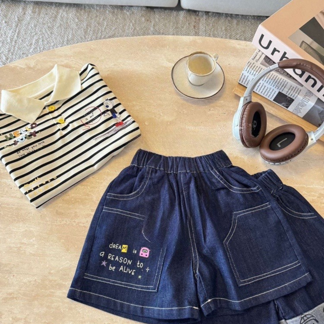 25夏 卡通軟牛仔短褲