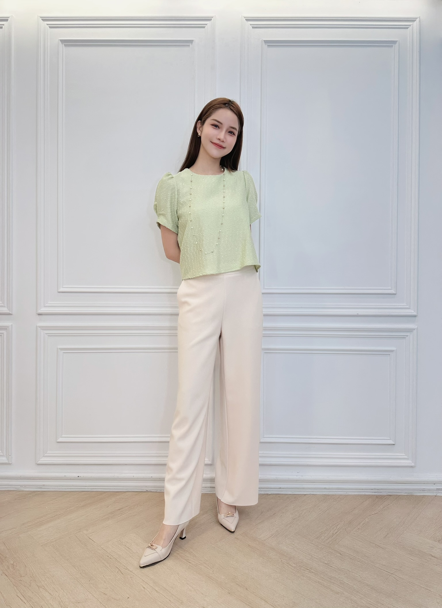 舒適面料挺版寬褲(夏款)