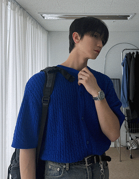 (韓國快閃優惠)Pleedy Conz 針織短袖開襟衫