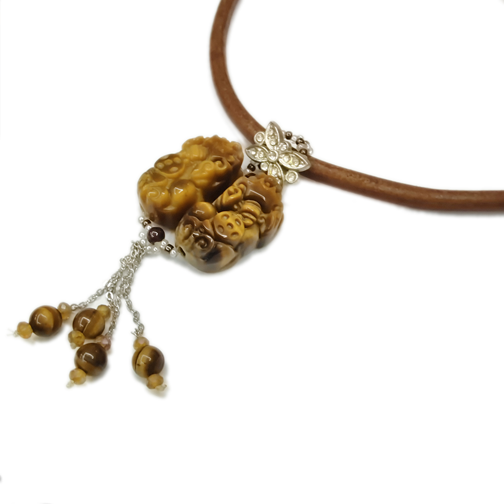 招財貔貅{虎眼}皮繩項鍊【十方】130762