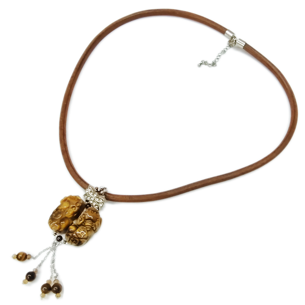 招財貔貅{虎眼}皮繩項鍊【十方】130762