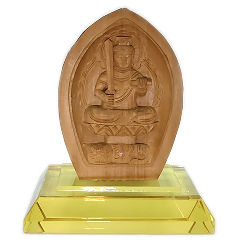 文殊菩薩{老山檀香木雕}贈水晶龕10公分【十方】154809