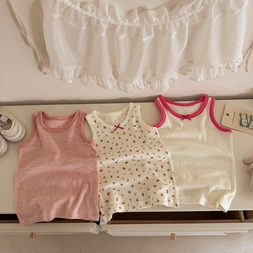 25S/S THE LITTLE MARKET 浪漫甜美白色+粉紅色內衣系列三件套