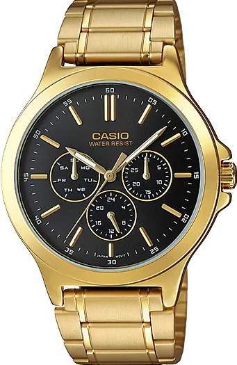 萬年鐘錶 - CASIO 卡西歐  全金款三眼男錶 MTP-V300G-1A  錶徑41.5MM