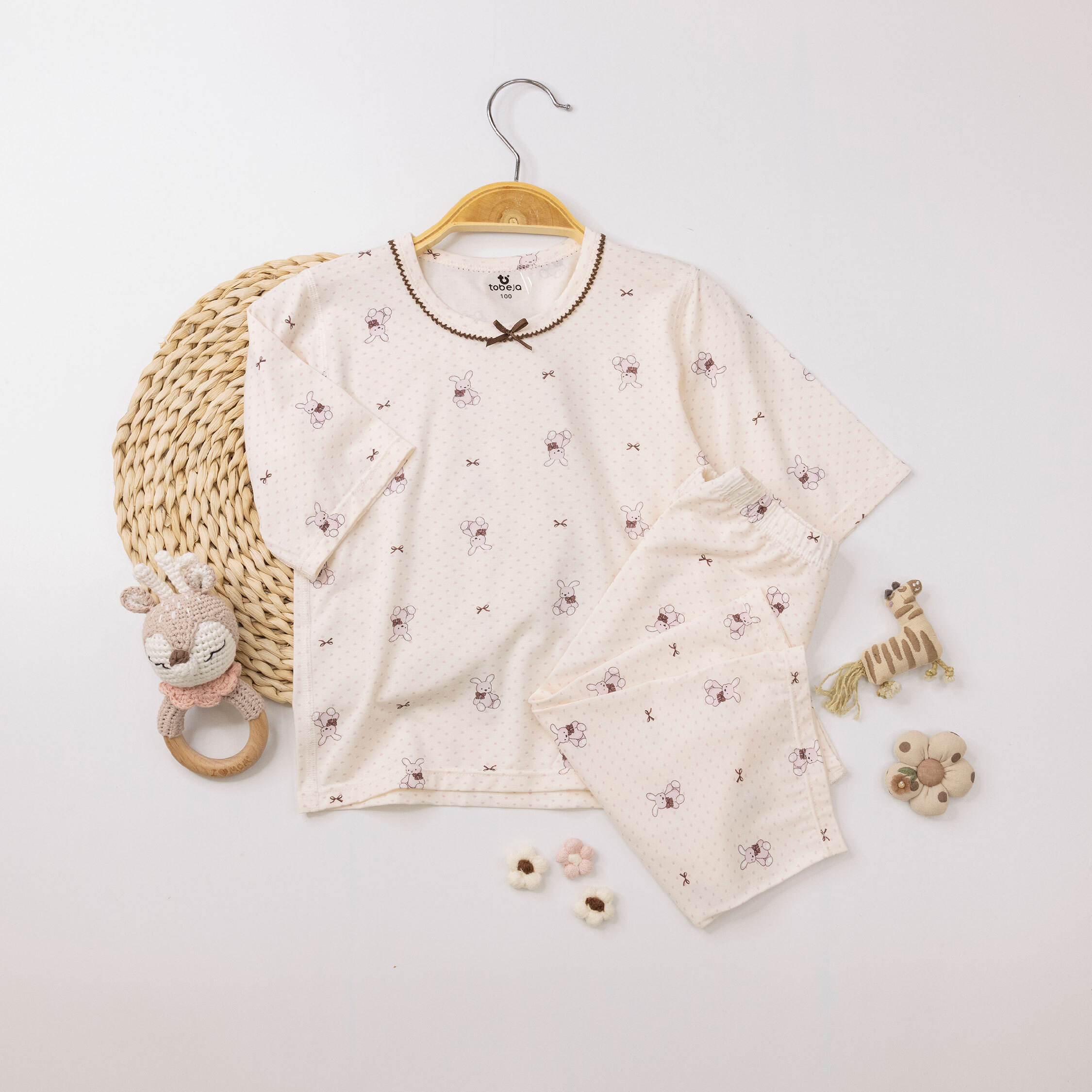 【JL0219】蝴蝶結兔兔玩偶睡衣套裝