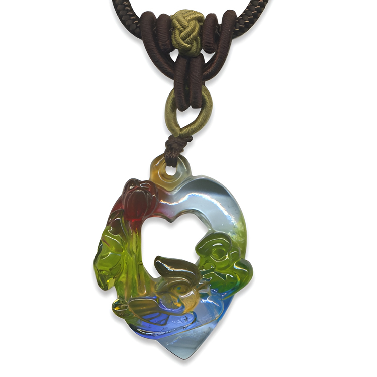 鹿港窯禮品館｜居家開運 鴛鴦戲荷  琉璃項鍊