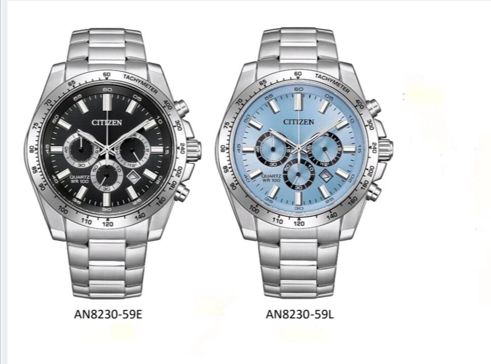 星辰 Citizen QUARTZ Chronograph Date 44mm Dial Men’s Watch AN8230-59L 淺藍色 , AN8230-59E 黑色, 星辰石英計時日期 44 毫米錶盤男士手錶