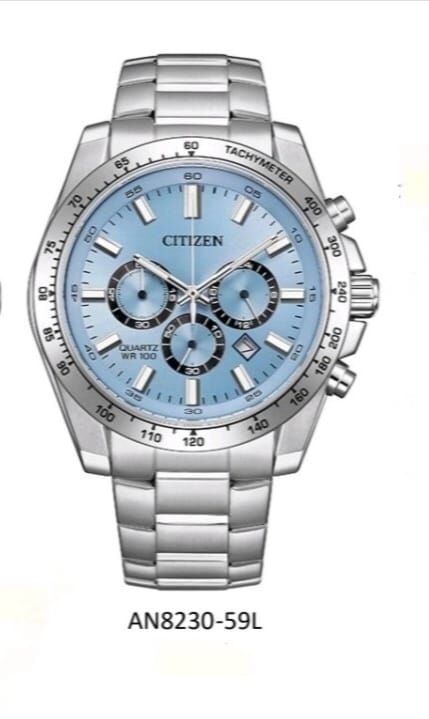 星辰 Citizen QUARTZ Chronograph Date 44mm Dial Men’s Watch AN8230-59L 淺藍色 , AN8230-59E 黑色, 星辰石英計時日期 44 毫米錶盤男士手錶