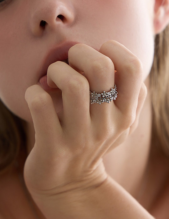 花朵滿鑽環繞可調式戒指