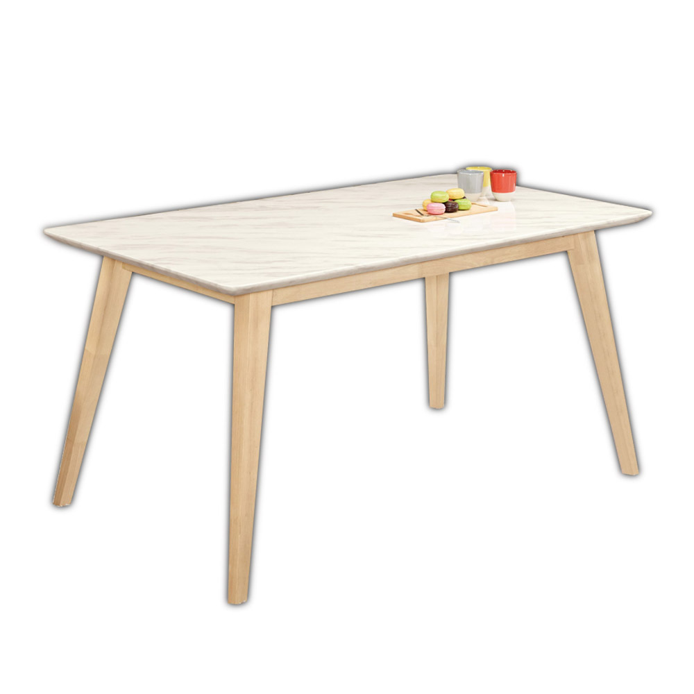 溫克5尺洗白色石面餐桌