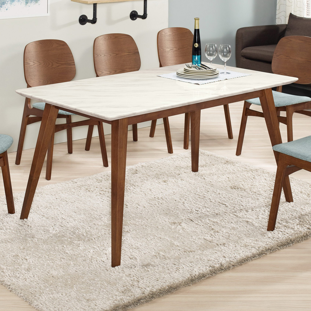 溫克5尺胡桃色石面餐桌