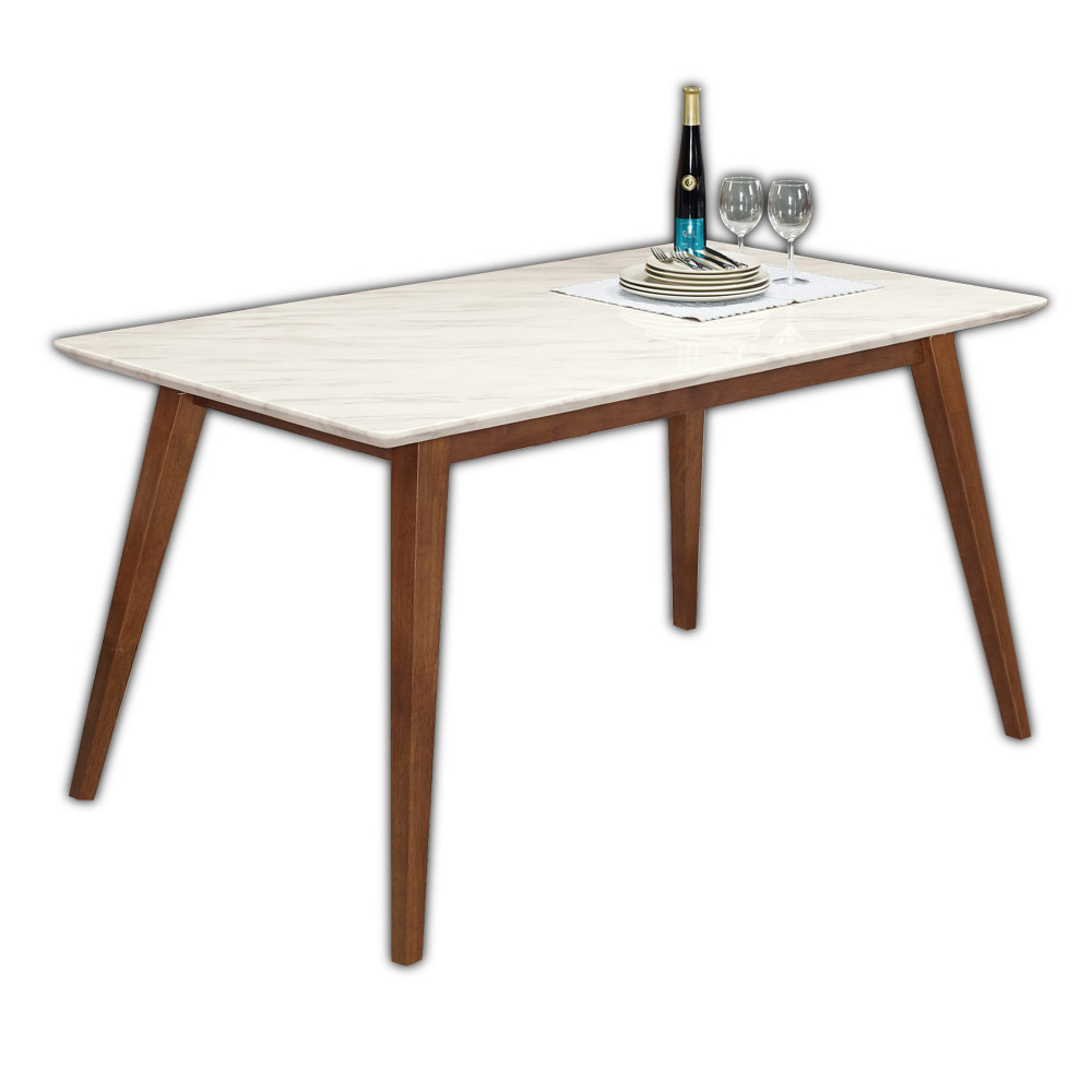 溫克5尺胡桃色石面餐桌