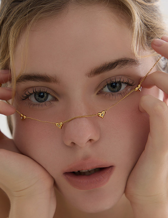 【鈦鋼】光芒閃耀愛心鋯石項鍊(金)