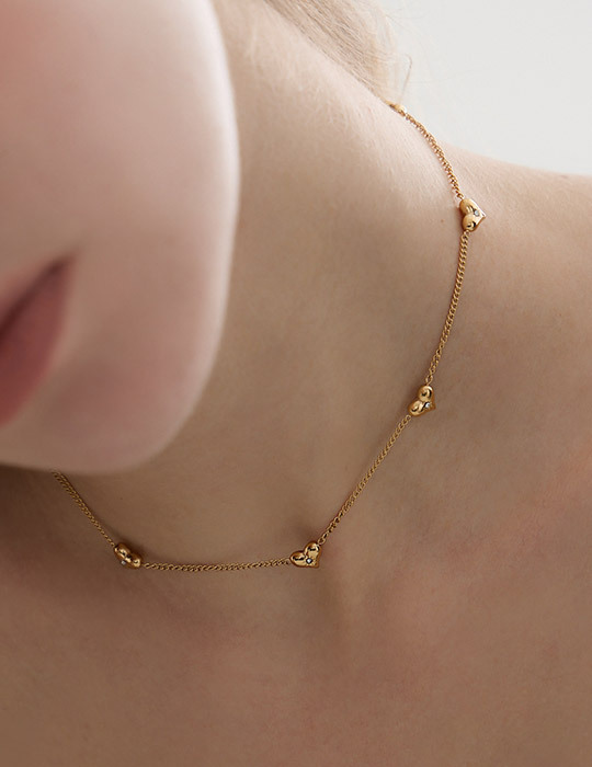 【鈦鋼】光芒閃耀愛心鋯石項鍊(金)