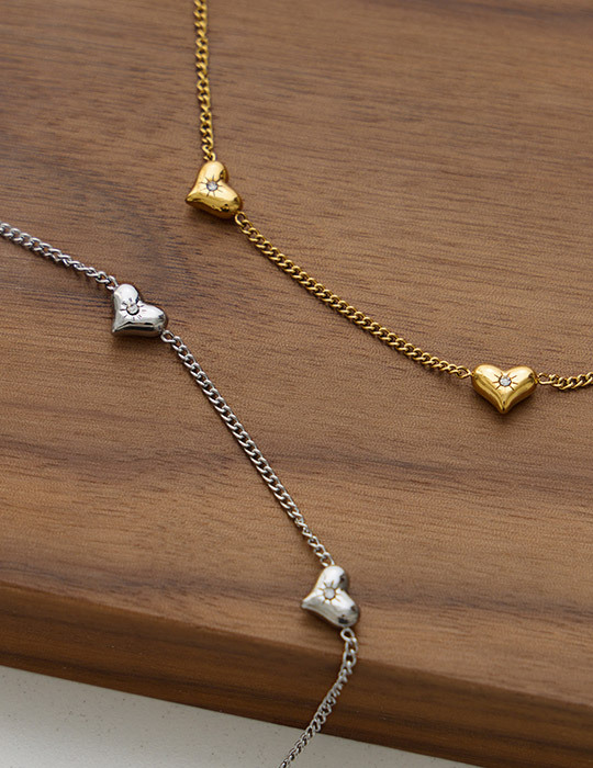 【鈦鋼】光芒閃耀愛心鋯石項鍊(銀)