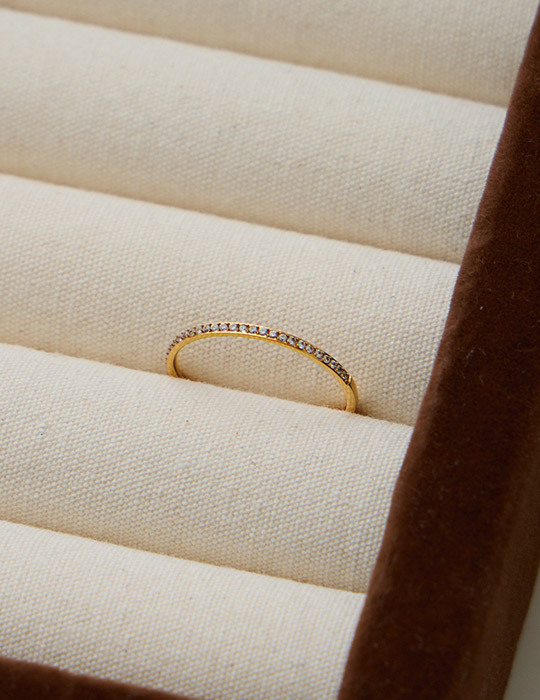 【鈦鋼】鋯石半排鑽閃耀戒指