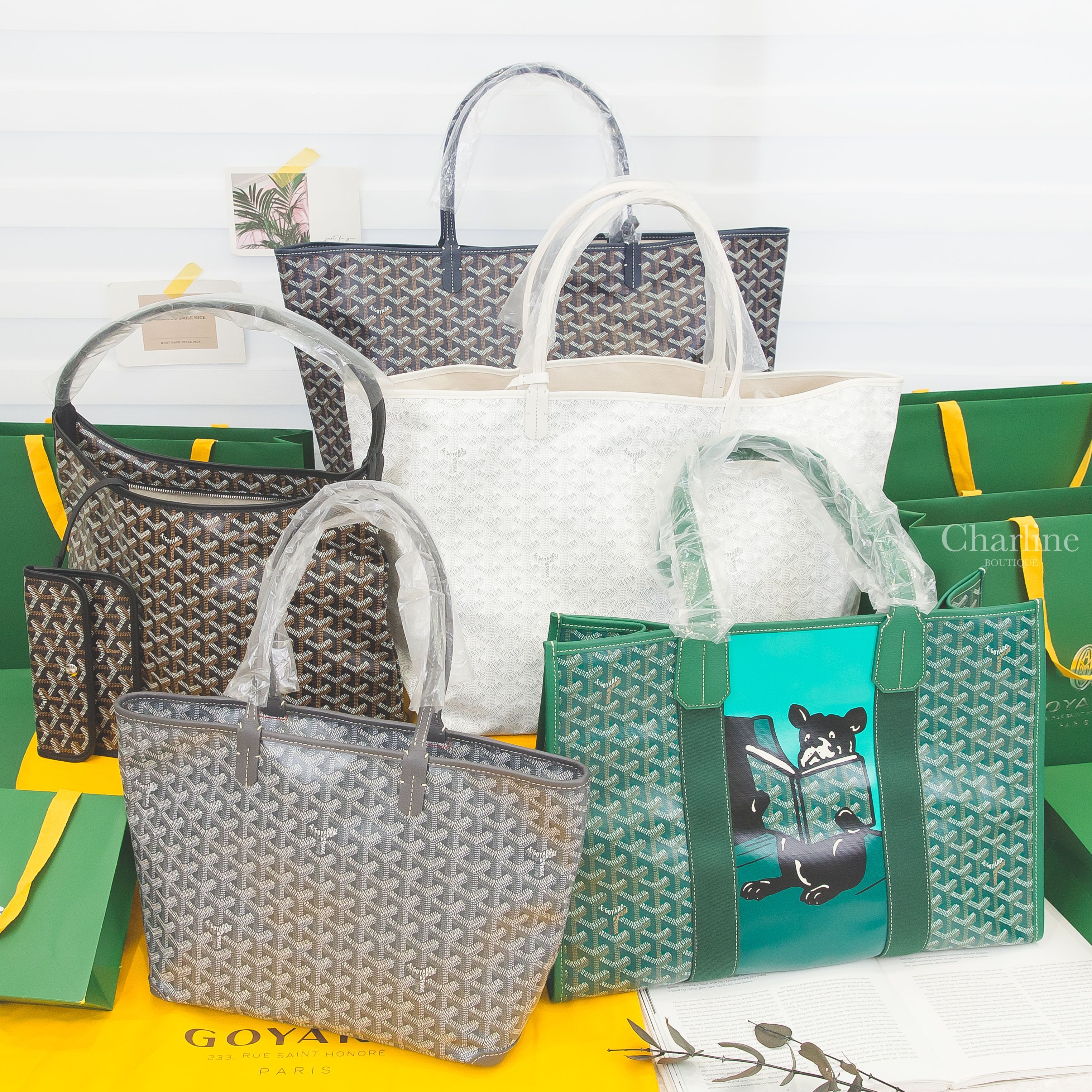 Goyard Artois PM 灰色,Saint Louis GM 海軍藍,Saint Louis GM 白色,Bohème Hobo 黑色,Villette Tote 綠色法鬥-Charline Boutique 精品代購