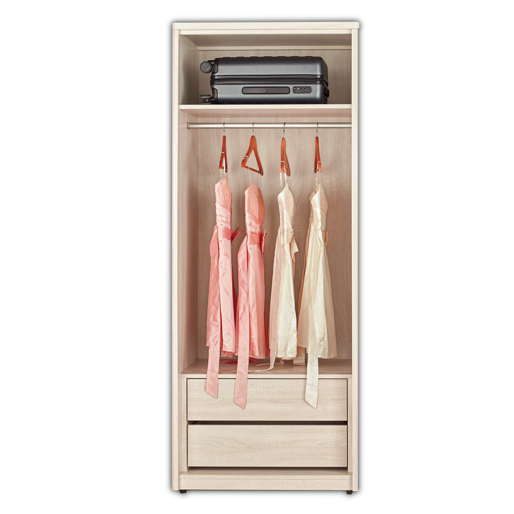 漢森2.7尺二門衣櫃(一吊桿二抽)