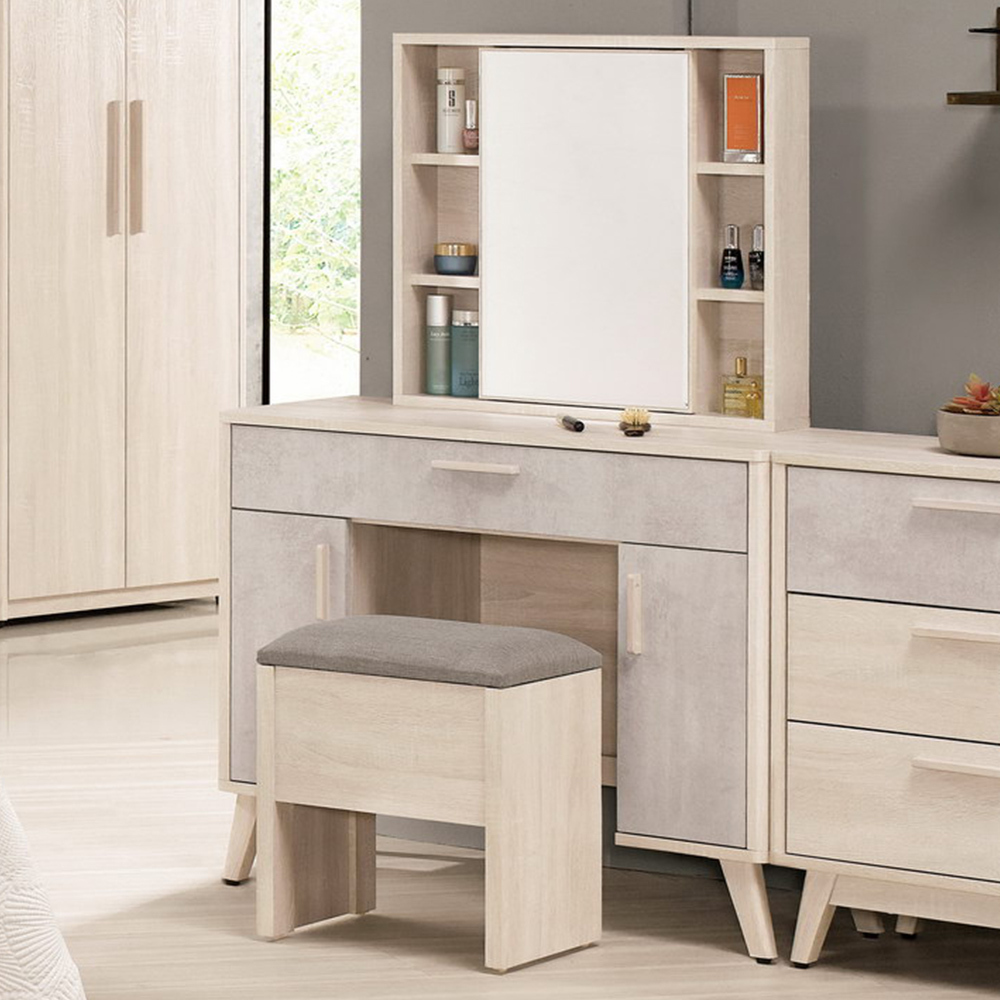 漢森3.3尺化妝桌/鏡台/梳妝台(贈化妝椅)