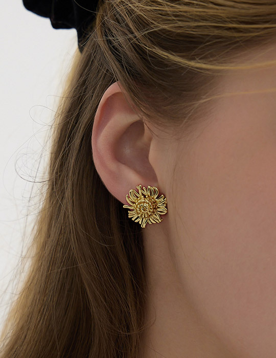 戀夏向日葵。針式耳環(金)
