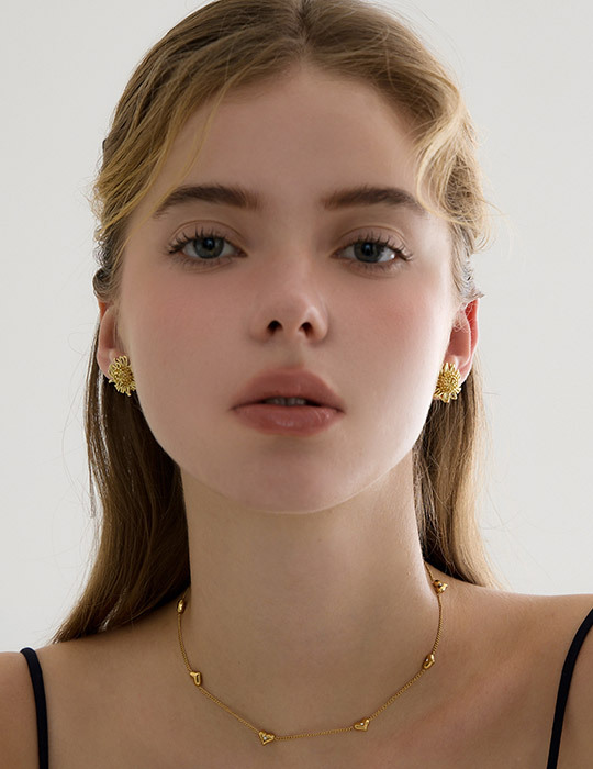 戀夏向日葵。針式耳環(金)