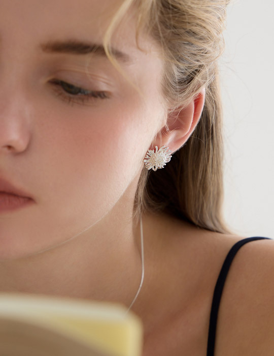 戀夏向日葵。針式耳環(銀)