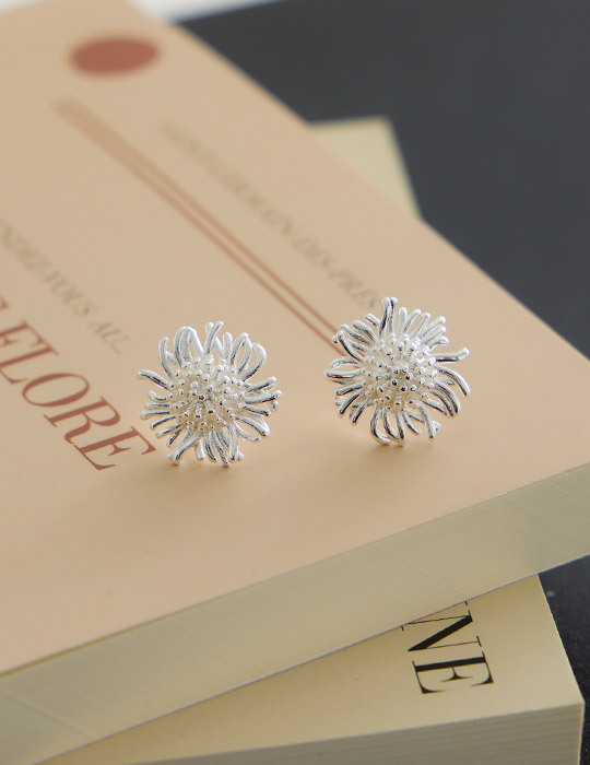 戀夏向日葵。針式耳環(銀)