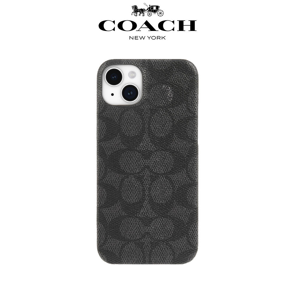 【COACH】iPhone 15系列/16e 手機殼 黑色經典大C