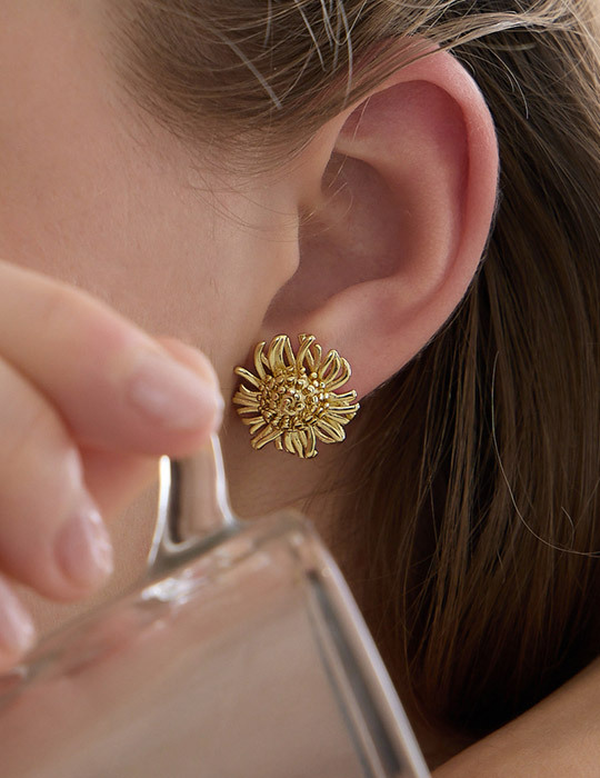 戀夏向日葵。夾式耳環(金)