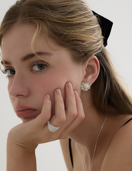 戀夏向日葵。夾式耳環(銀)
