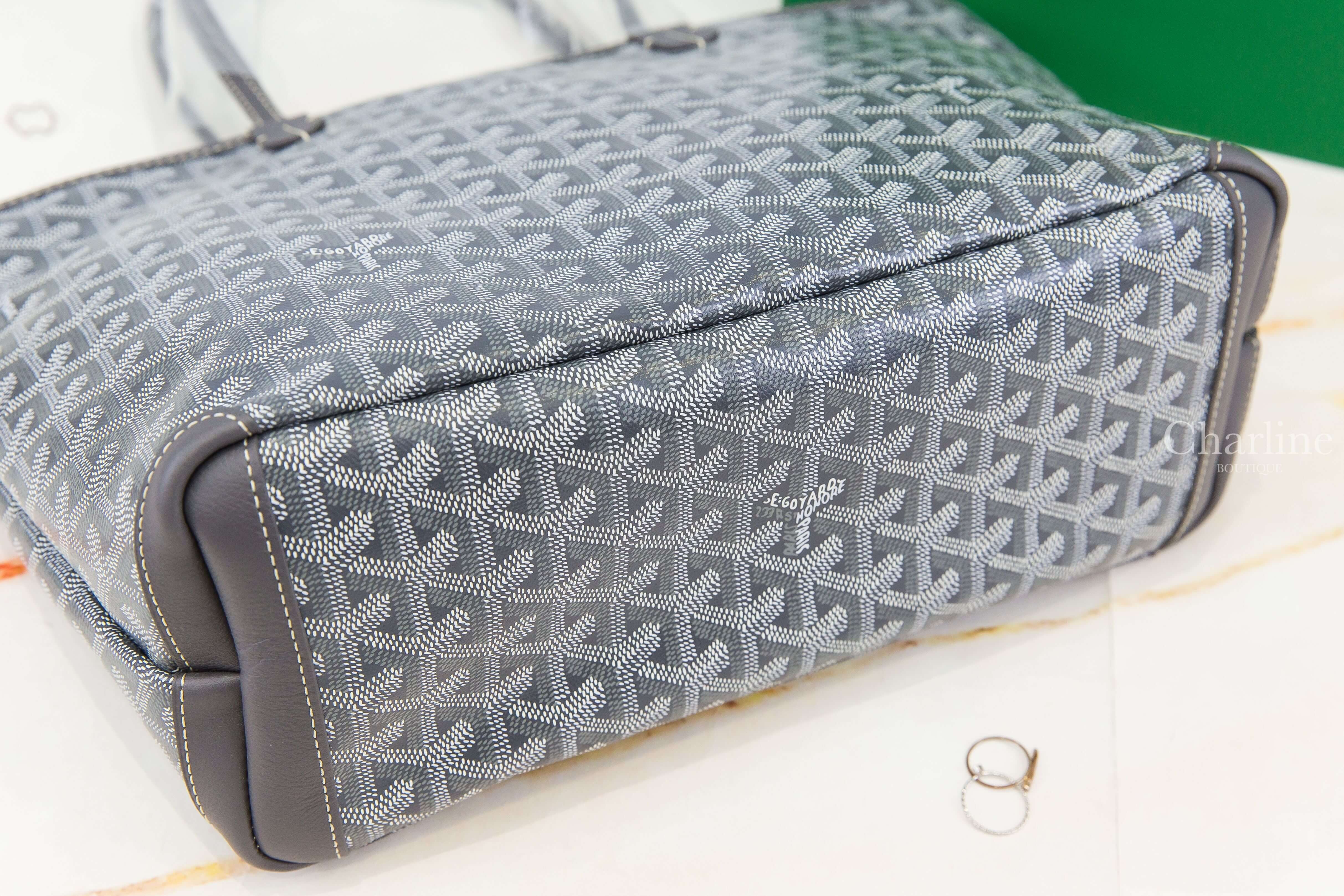 Goyard Artois PM Bag 灰色帆布小牛皮同色提把小型拉鍊托特包-Charline Boutique 精品代購