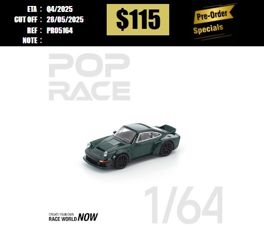 PO-$115 * POP RACE * 1:64 SINGER DLS TURBO (ROAD) GREEN [OD16/05]