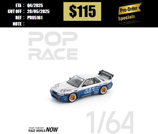 PO-$115 * POP RACE * 1:64 PANDEM SILVIA S13 MOONTECH BLUE [OD16/05]