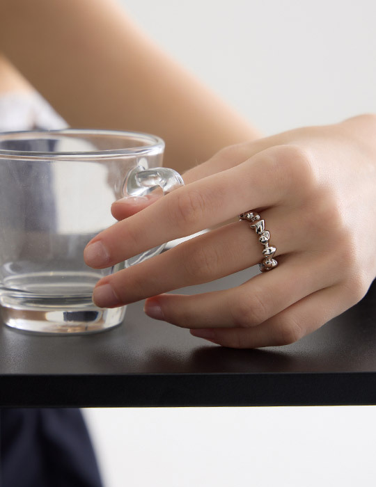 立體愛心環繞可調式戒指