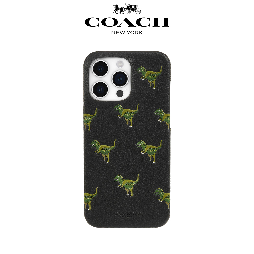 【COACH】iPhone 15系列 /16e 真皮手機殼 小恐龍
