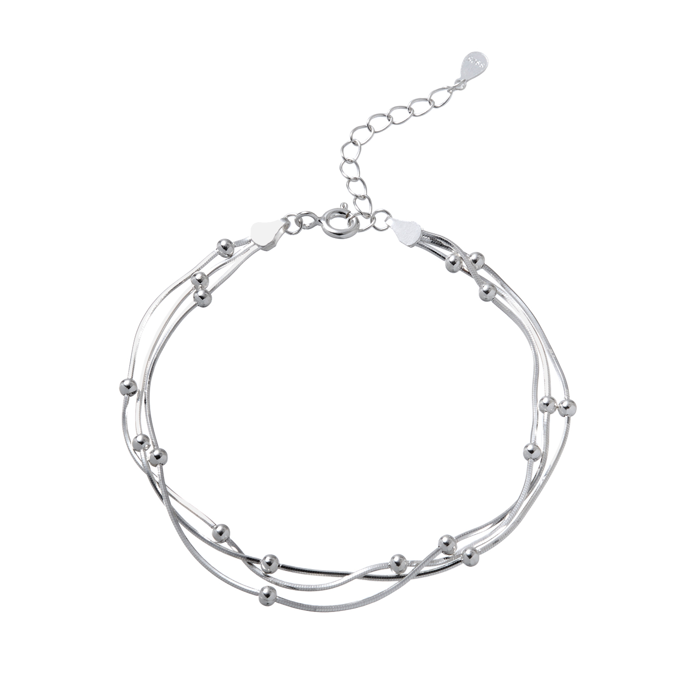 純銀,多層次,圓珠,手鍊,平價飾品