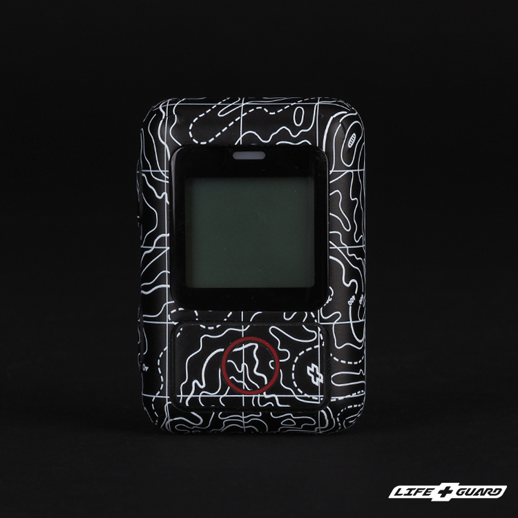 LIFE+GUARD  Insta360 GPS 貼膜正面展示圖，LIFE+GUARD 風格設計