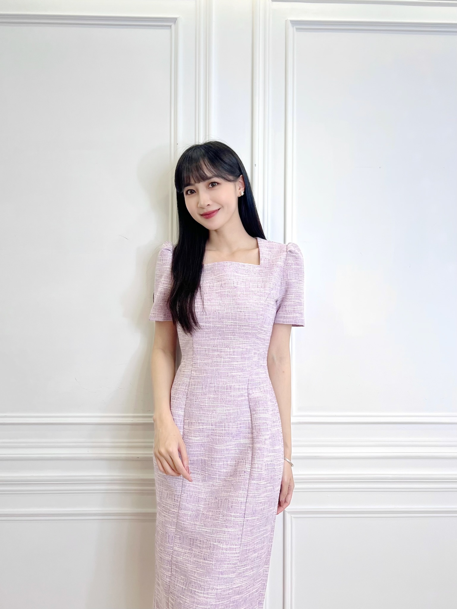 小千金風!細閃織紋短袖洋