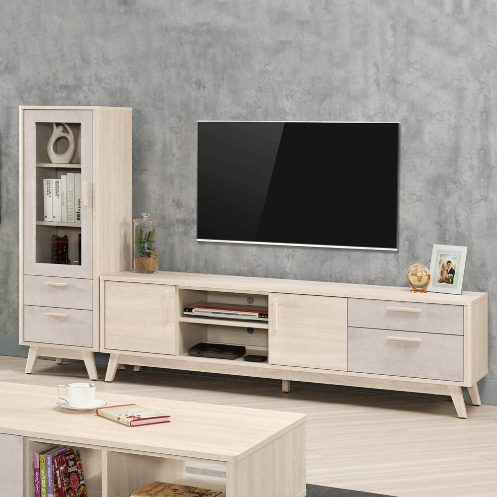 漢森7.5尺L型電視櫃組合(展示低櫃+長櫃)