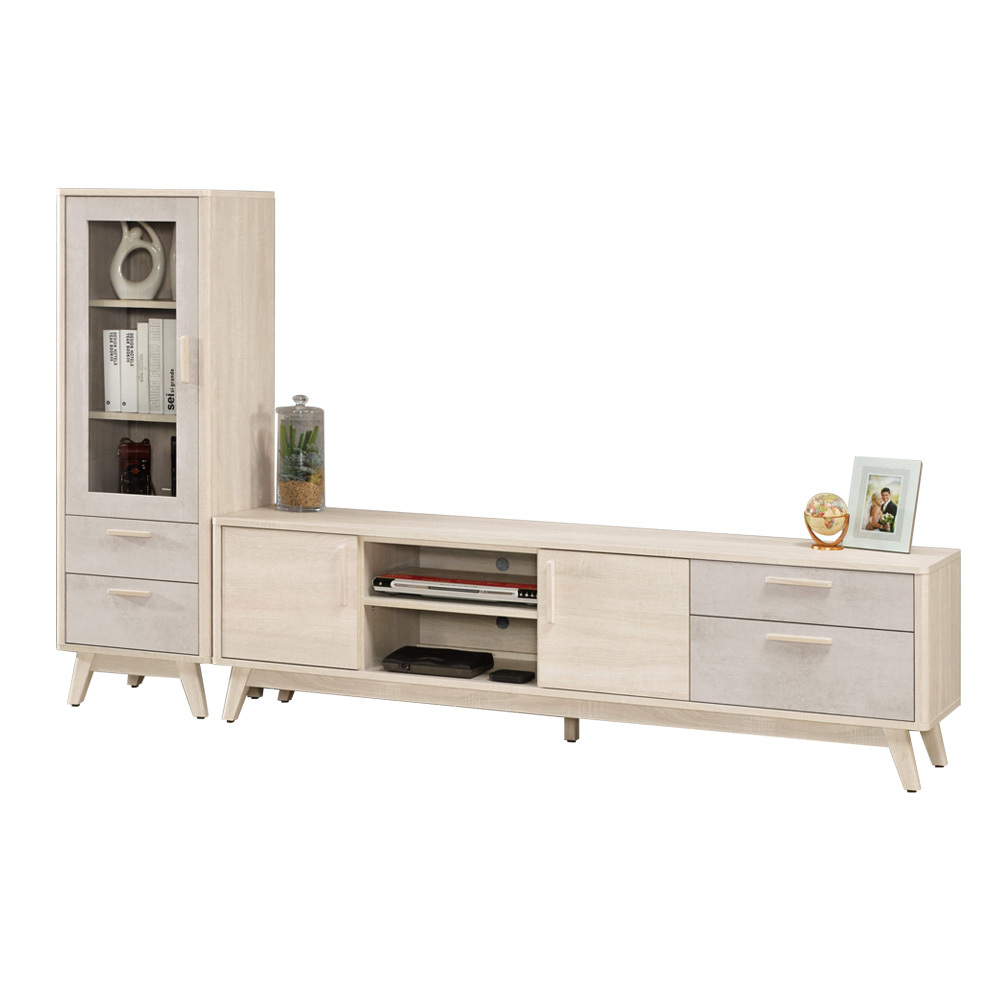 漢森7.5尺L型電視櫃組合(展示低櫃+長櫃)